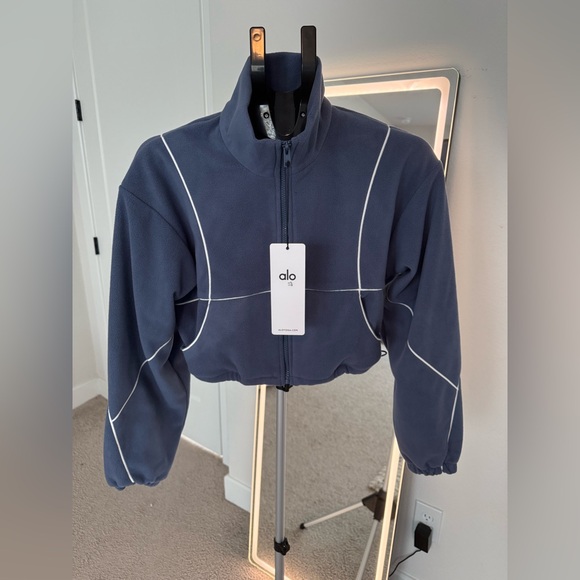 ALO Yoga Bluestone Polar Fleece Game Time Full Zip Jacket - Picture 1 of 4